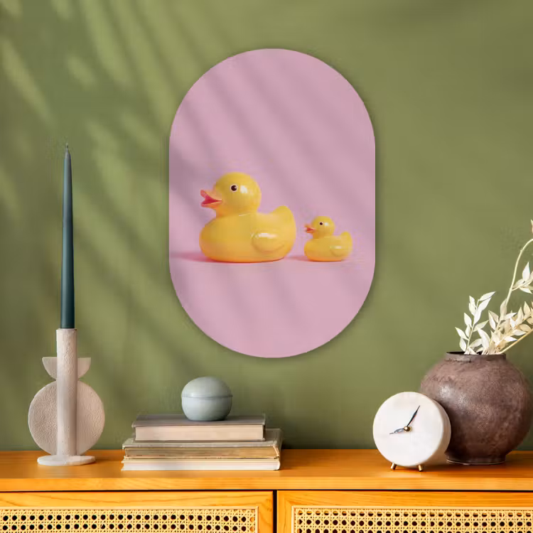 Muurovaal - Kunststof - Eendjes - Vrolijk - Roze — 2