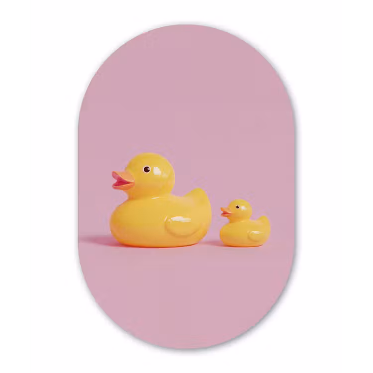 Muurovaal - Kunststof - Eendjes - Vrolijk - Roze — 3