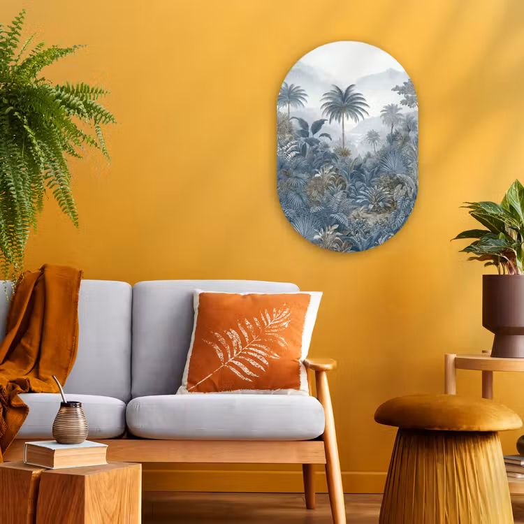 Muurovaal - Kunststof - Jungle - Landschap - Blauw — 1