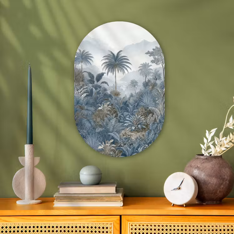 Muurovaal - Kunststof - Jungle - Landschap - Blauw — 3