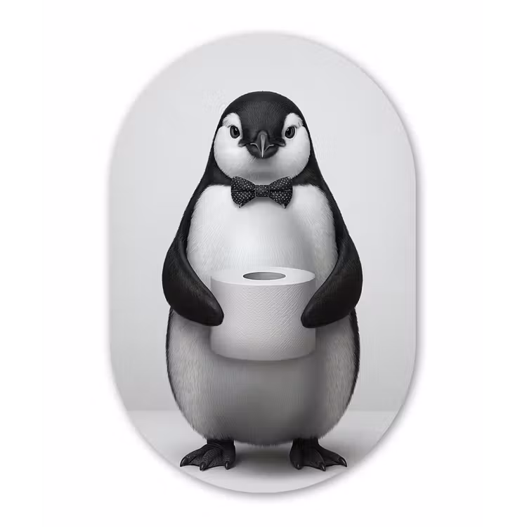 Muurovaal - Kunststof - Pinguïn - WC rol - Wit — 3