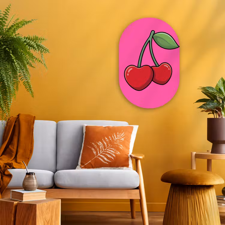 Muurovaal - Kunststof - Kers - Roze - Fruit — 1
