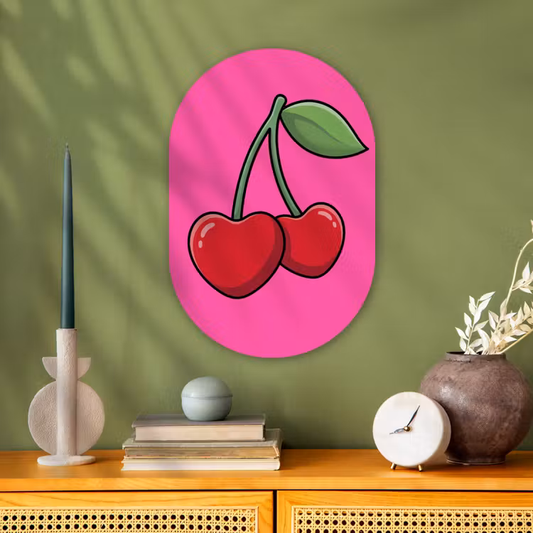 Muurovaal - Kunststof - Kers - Roze - Fruit — 2