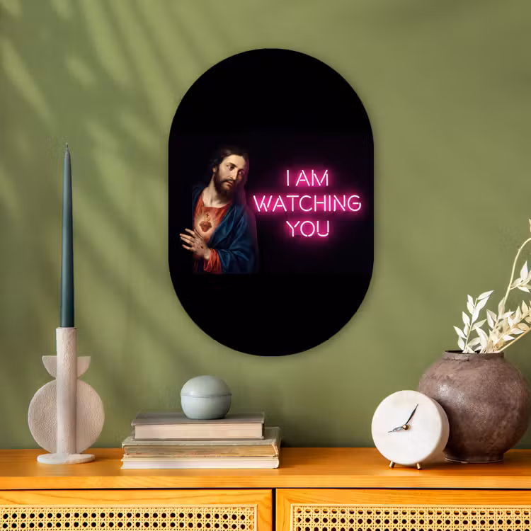 Muurovaal - Kunststof - Man - Tekst - Neon — 1