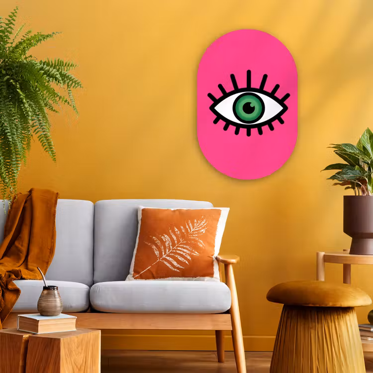 Muurovaal - Kunststof - Minimalistisch - Oog - Roze — 1