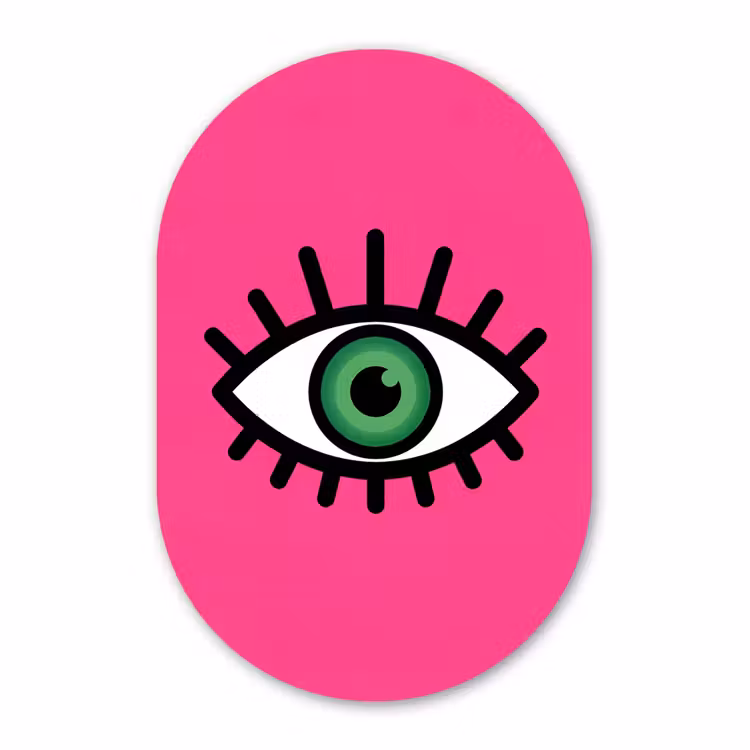 Muurovaal - Kunststof - Minimalistisch - Oog - Roze — 2