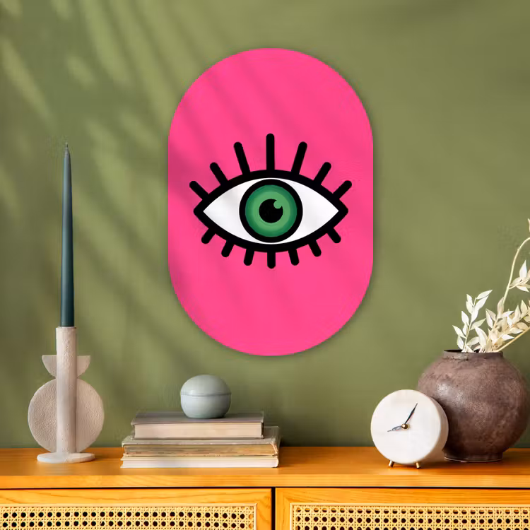 Muurovaal - Kunststof - Minimalistisch - Oog - Roze — 3