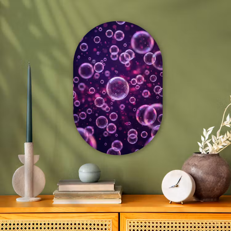 Muurovaal - Kunststof - Paars - Bubbels - Schuim — 1