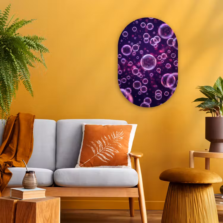 Muurovaal - Kunststof - Paars - Bubbels - Schuim — 2