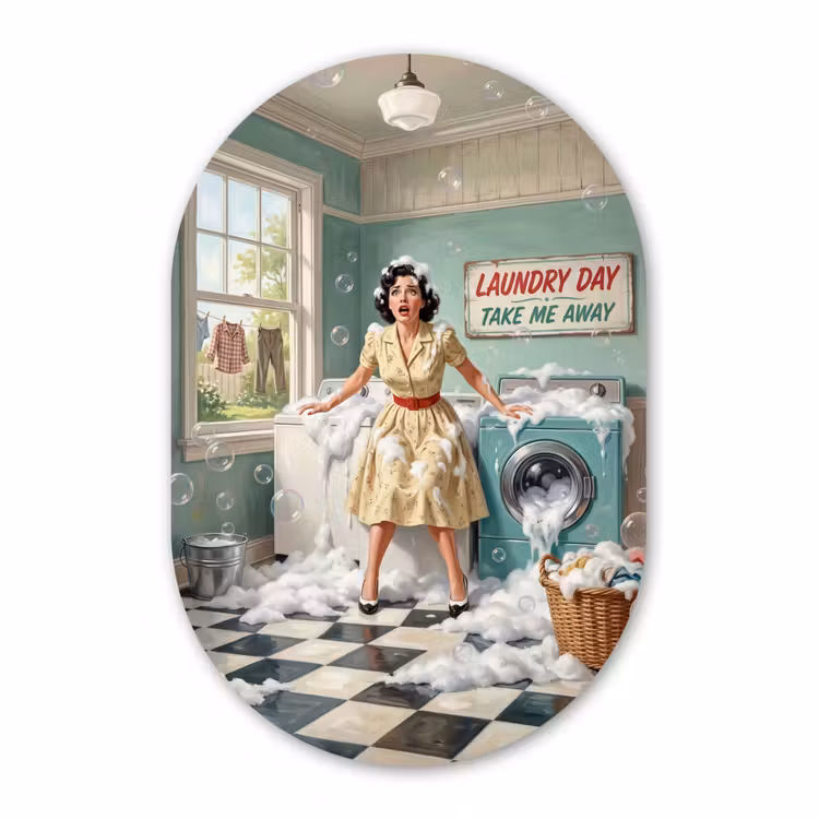 Muurovaal - Kunststof - Retro - Blauw - Vrouw — 3