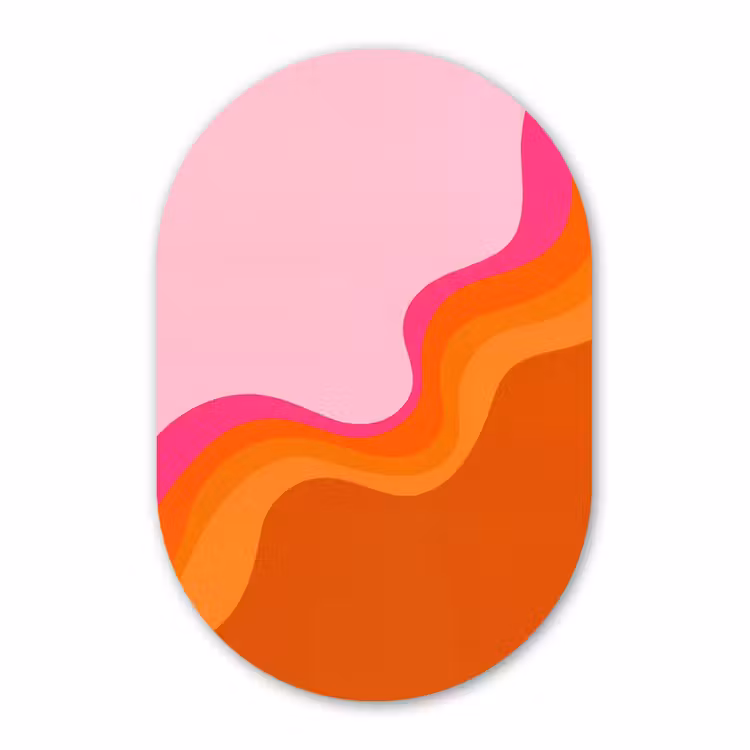 Muurovaal - Kunststof - Retro - Waves - Kleurrijk — 1