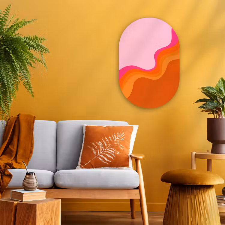Muurovaal - Kunststof - Retro - Waves - Kleurrijk — 2