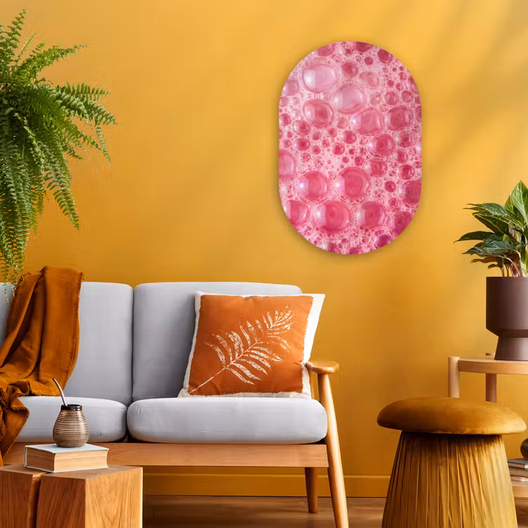 Muurovaal - Kunststof - Roze - Schuim - Bubbels — 2