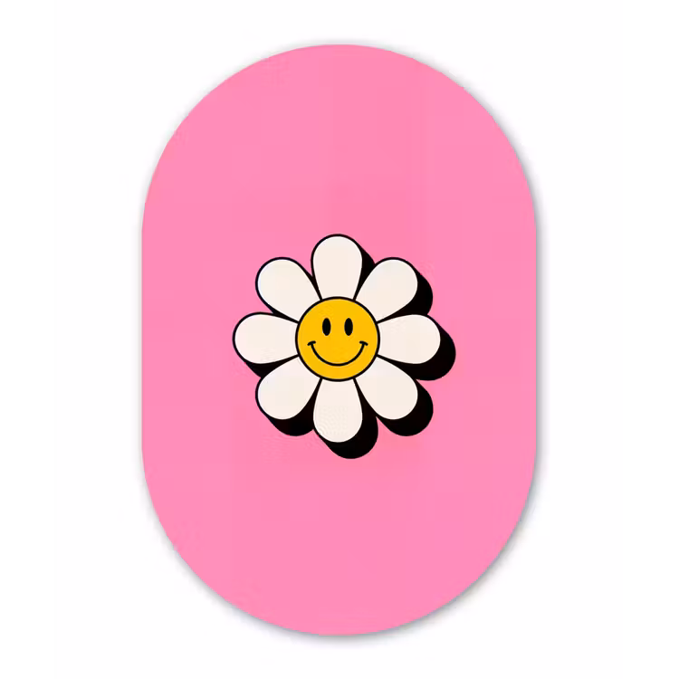 Muurovaal - Kunststof - Smiley - Bloem - Roze — 3