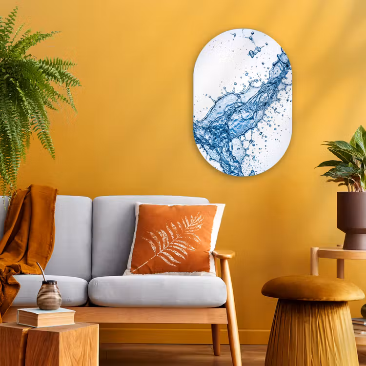 Muurovaal - Kunststof - Spash - Water - Blauw — 1