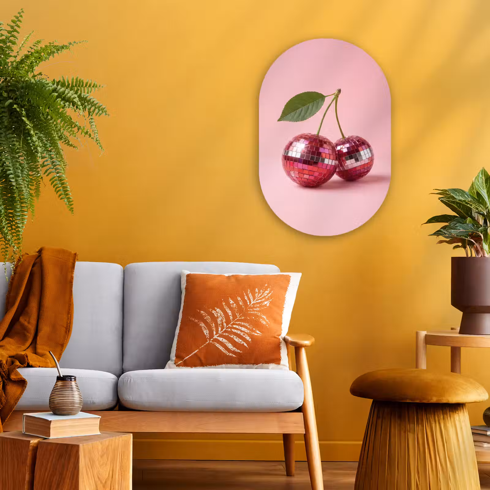 Muurovaal - Kunststof - Disco - Kersen - Roze — 1