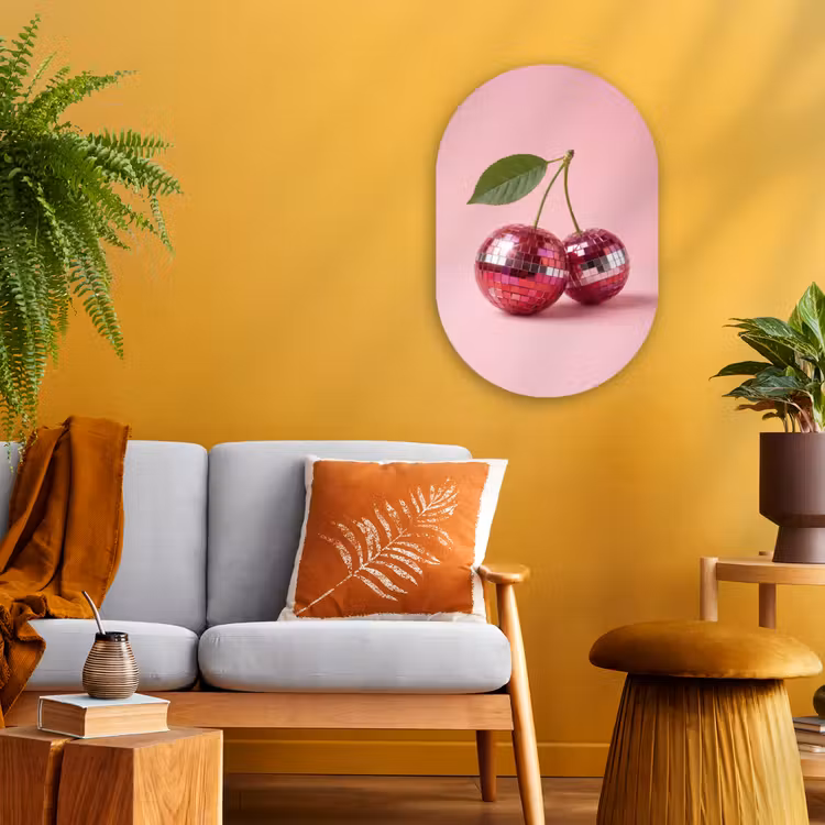 Muurovaal - Kunststof - Disco - Kersen - Roze — 1