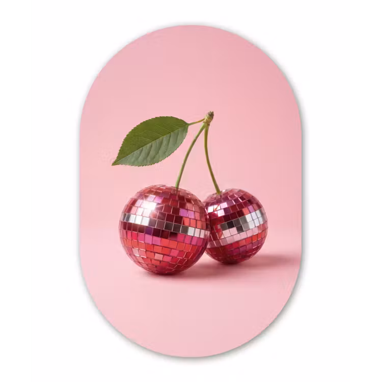Muurovaal - Kunststof - Disco - Kersen - Roze — 3