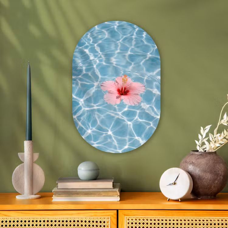 Muurovaal - Kunststof - Hibiscus - Water - Roze — 2