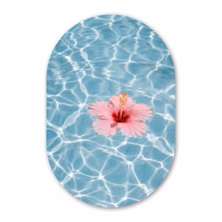Muurovaal - Kunststof - Hibiscus - Water - Roze — 3