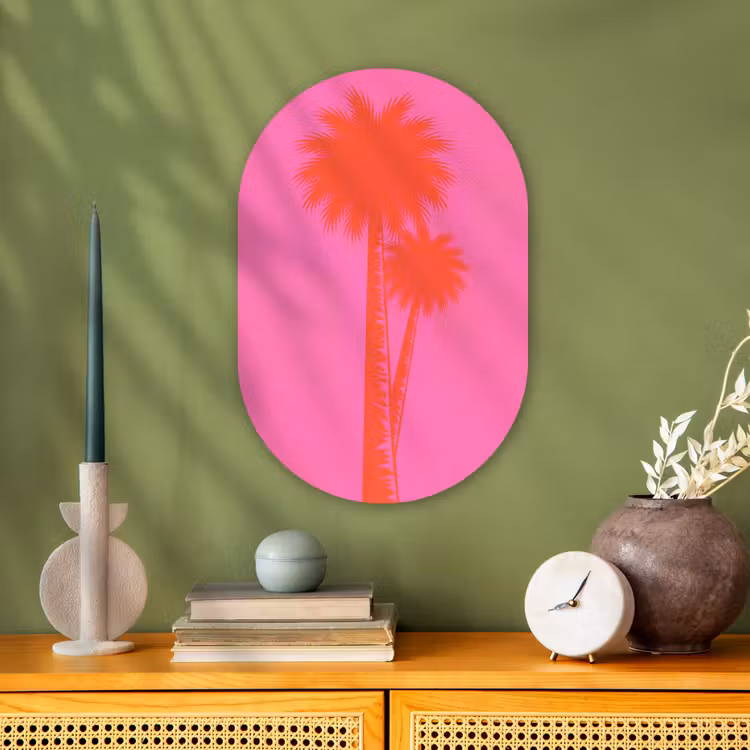 Muurovaal - Kunststof - Palmbomen - Modern - Roze — 3
