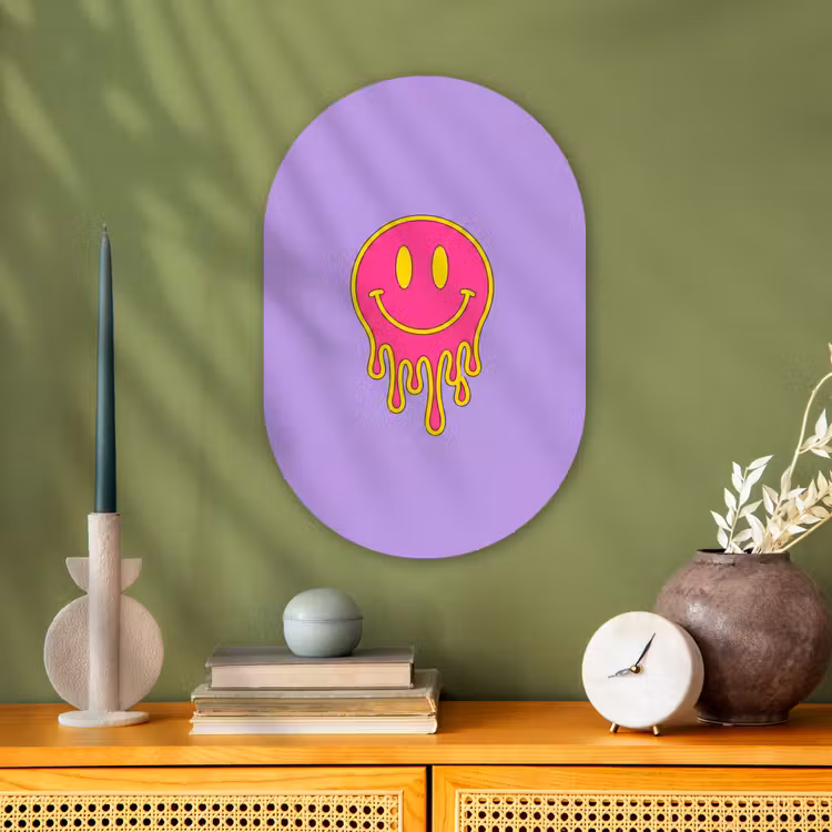 Muurovaal - Kunststof - Smiley - Drip - Neon — 2