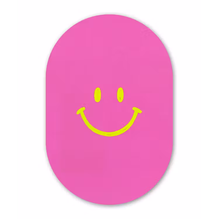 Muurovaal - Kunststof - Smiley - Vrolijk - Roze — 2