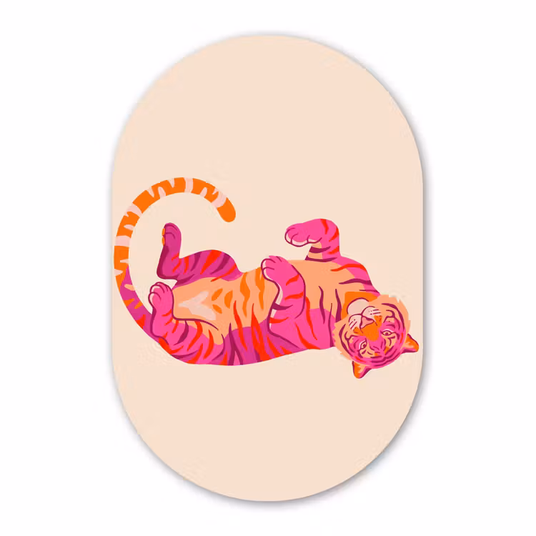 Muurovaal - Kunststof - Tijger - Roze - Oranje — 3