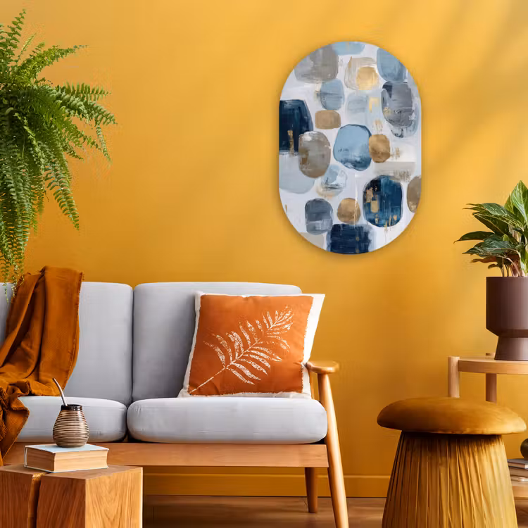 Muurovaal - Kunststof - Abstract - Goud - Vormen — 2