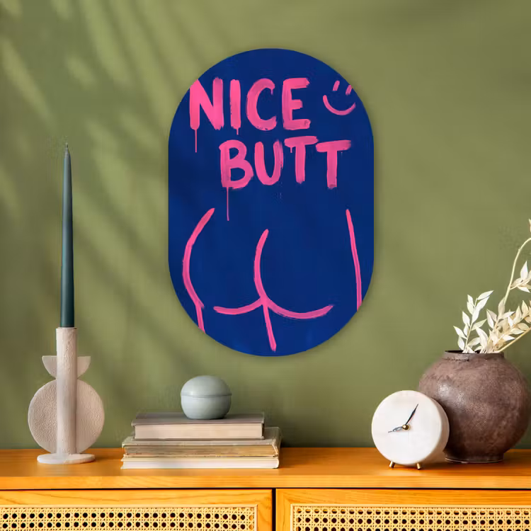 Muurovaal - Kunststof - Brutaal - Grappig - Blauw — 1