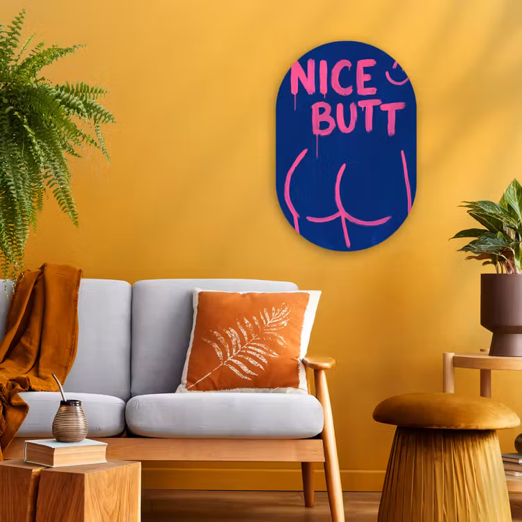 Muurovaal - Kunststof - Brutaal - Grappig - Blauw — 2