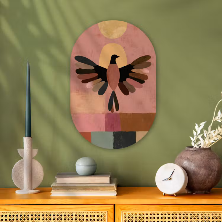 Muurovaal - Kunststof - Illustratie - Vogel - Vlakken - Kleurrijk — 2