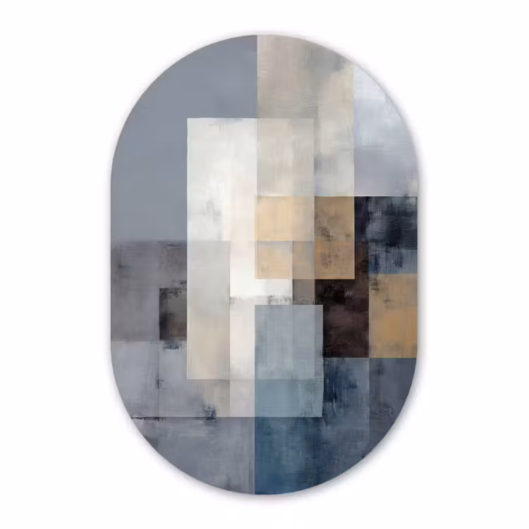 Muurovaal - Kunststof - Rechthoeken - Abstract - Blauw — 2