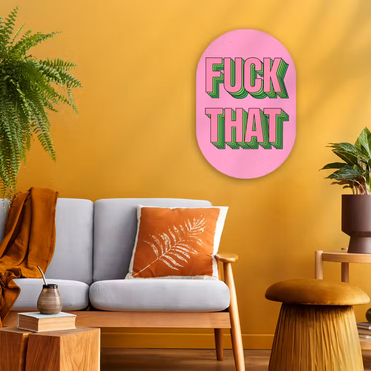 Muurovaal - Kunststof - Tekst - Bold - Roze — 1