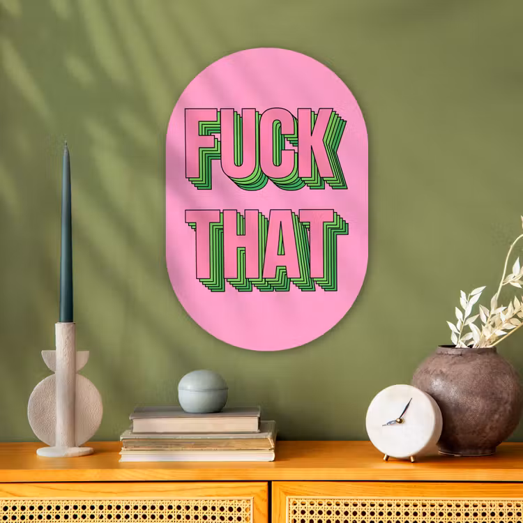 Muurovaal - Kunststof - Tekst - Bold - Roze — 2