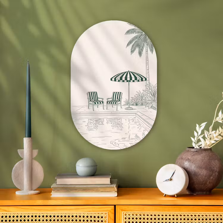 Muurovaal - Kunststof - Terras - Illustratie - Groen — 2