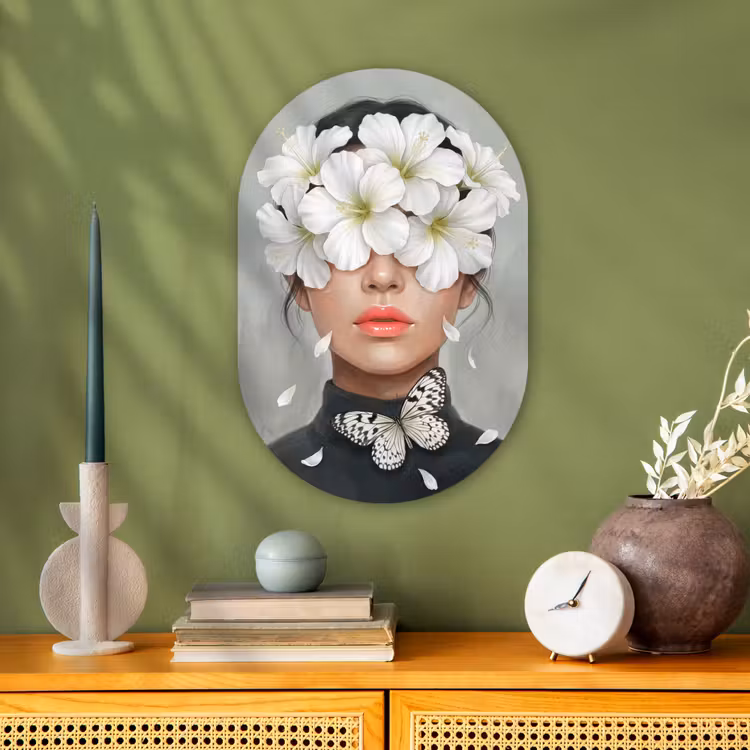 Muurovaal - Kunststof - Lelies - Portret - Wit — 1