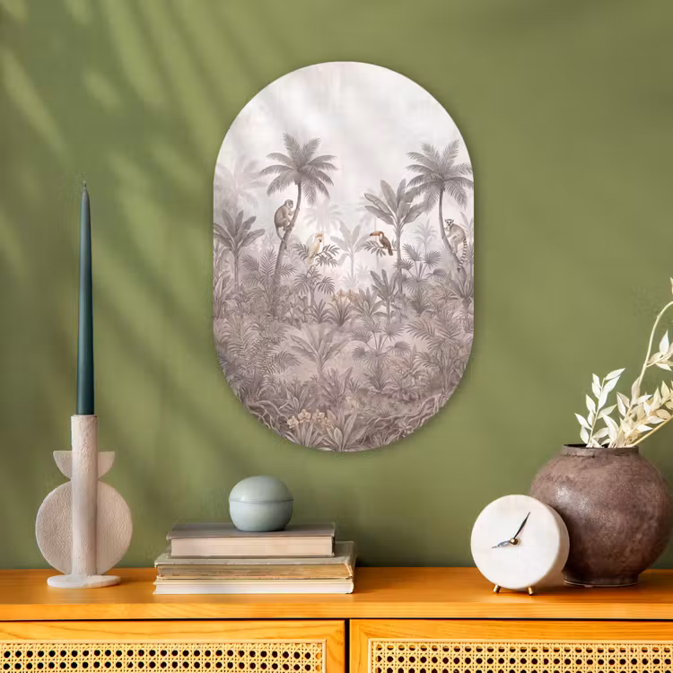 Muurovaal - Kunststof - Jungle - Dieren - Palmbomen — 2