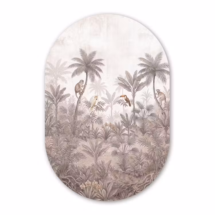 Muurovaal - Kunststof - Jungle - Dieren - Palmbomen — 3