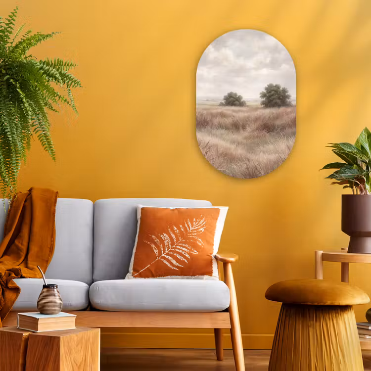Muurovaal - Kunststof - Landschap - Minimalistisch - Beige — 1
