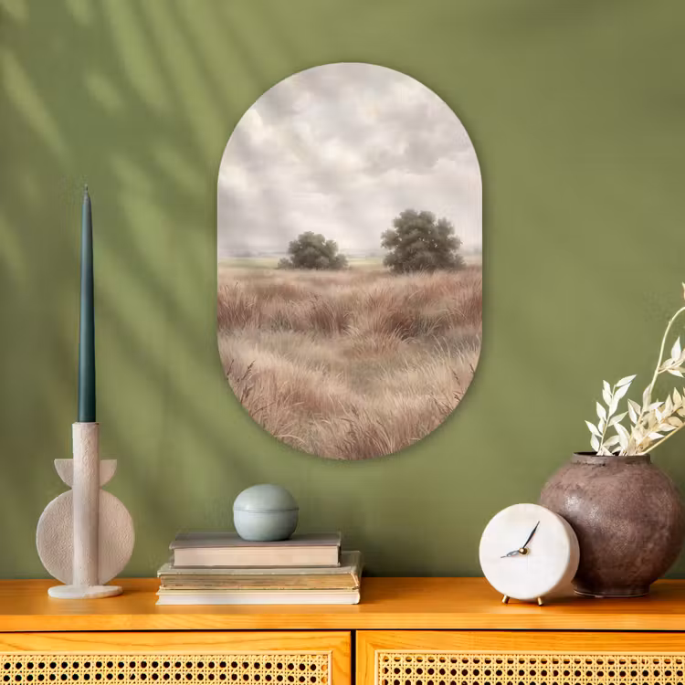 Muurovaal - Kunststof - Landschap - Minimalistisch - Beige — 2