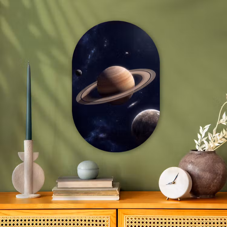 Muurovaal - Kunststof - Planeten - Saturnus - Ruimte — 2