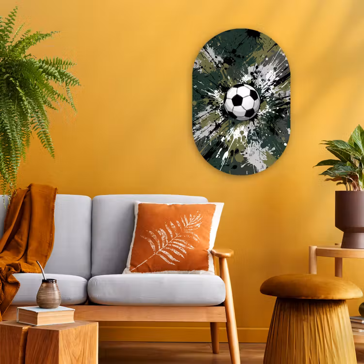Muurovaal - Kunststof - Voetbal - Verf - Spetters - Groen — 2
