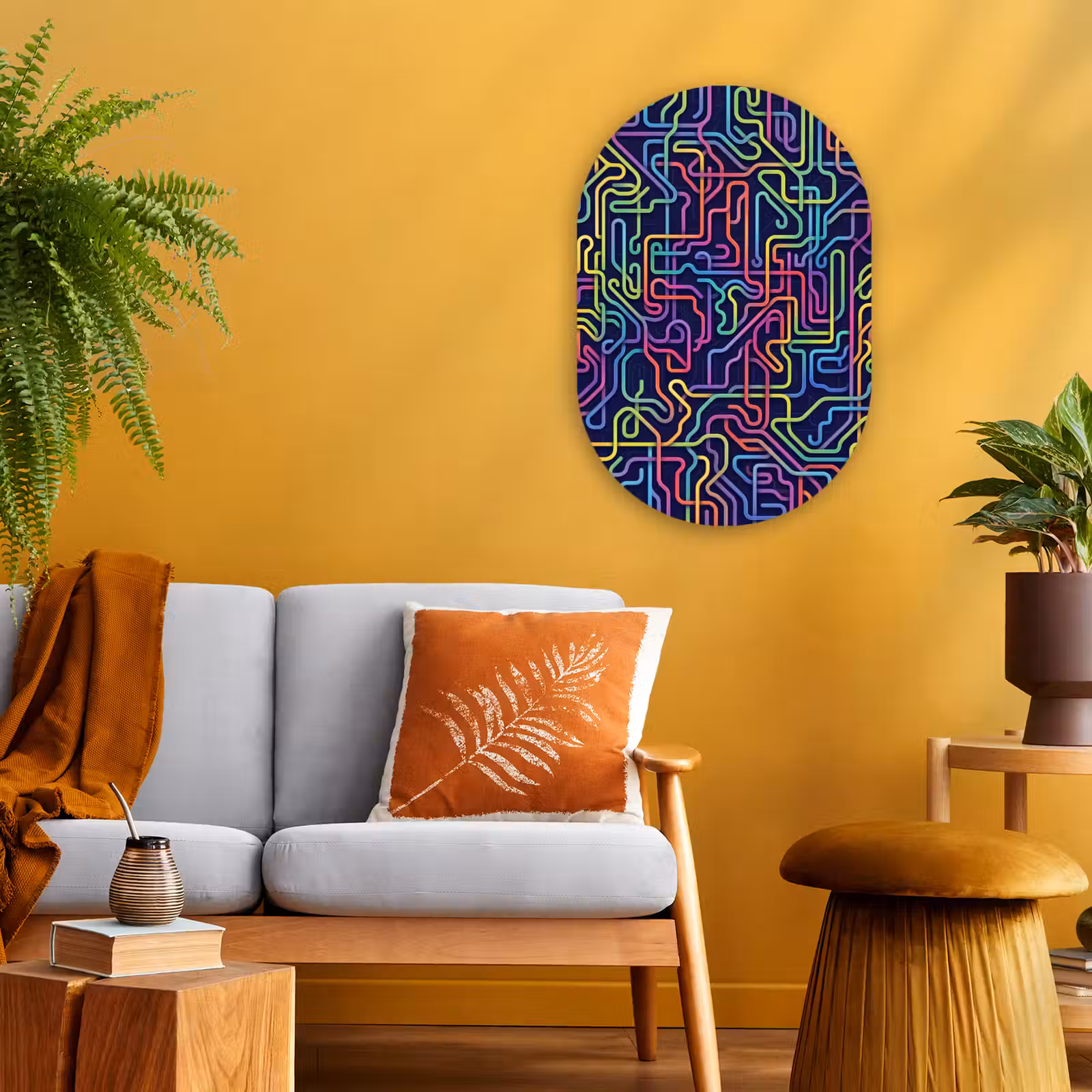 Muurovaal - Kunststof - Retro - Abstract - Neon — 1