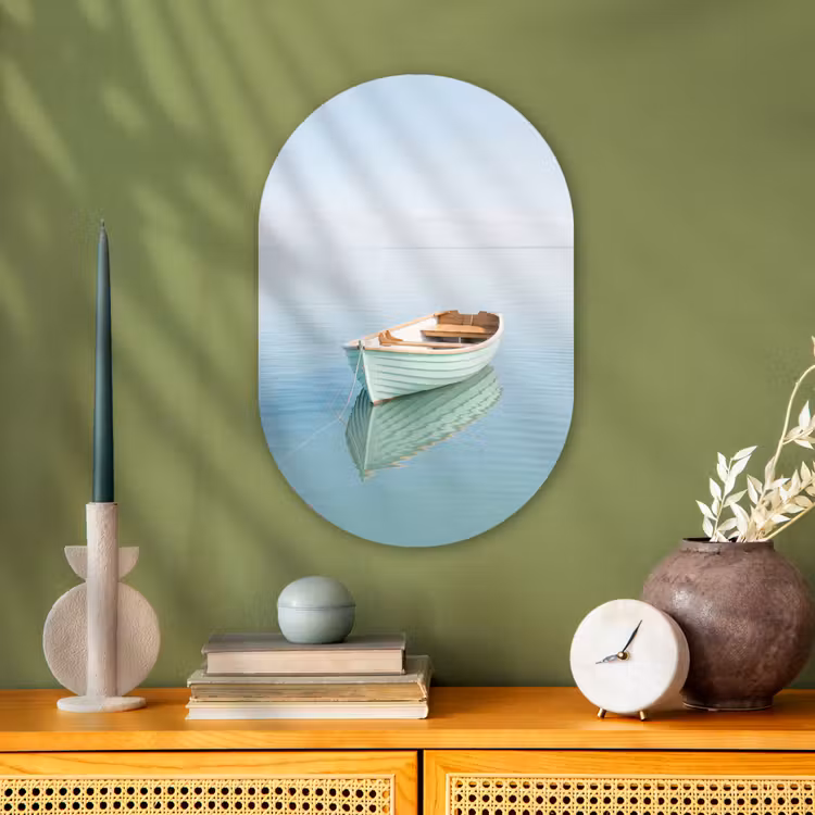 Muurovaal - Kunststof - Minimalistisch - Boot - Zee — 1