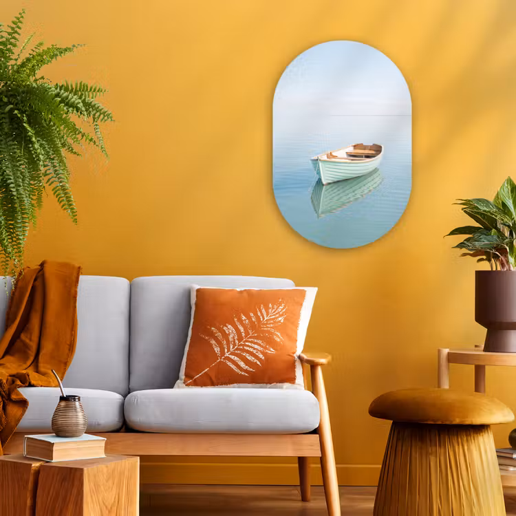 Muurovaal - Kunststof - Minimalistisch - Boot - Zee — 2