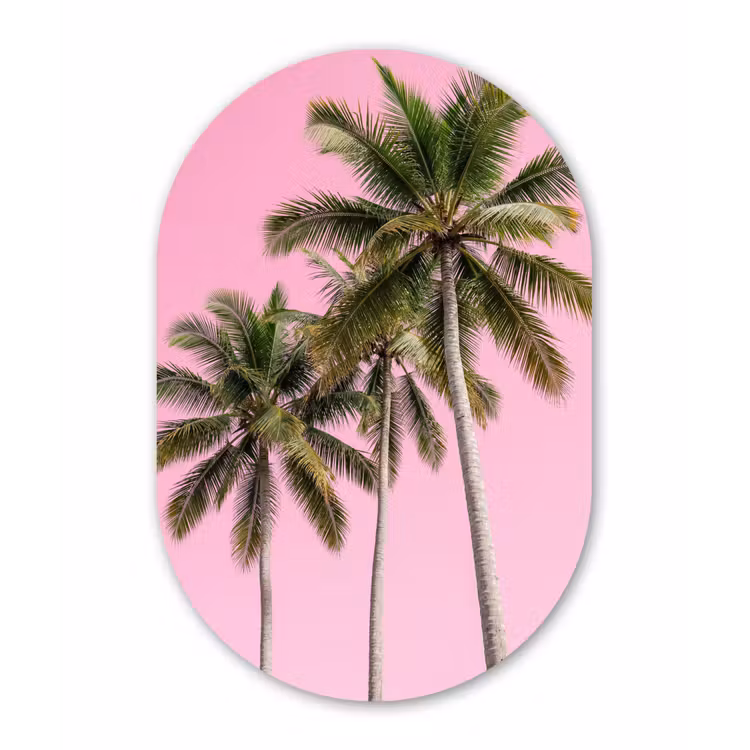 Muurovaal - Kunststof - Palmboom - Tropisch - Pink — 3
