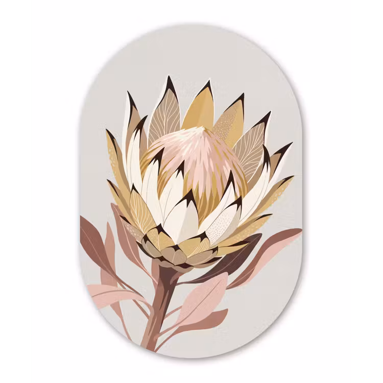Muurovaal - Kunststof - Protea - Bloem - Botanisch - Beige — 3