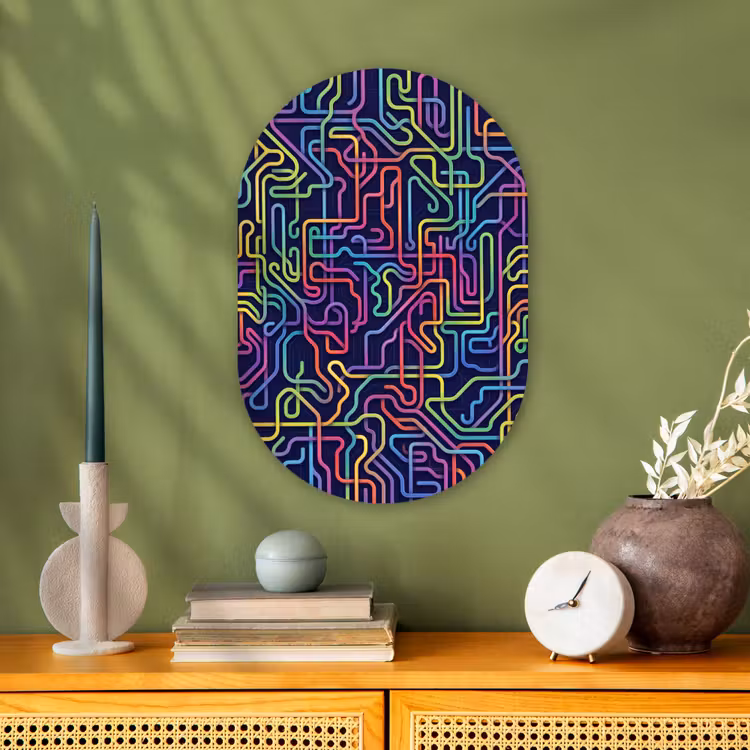 Muurovaal - Kunststof - Retro - Abstract - Neon — 2