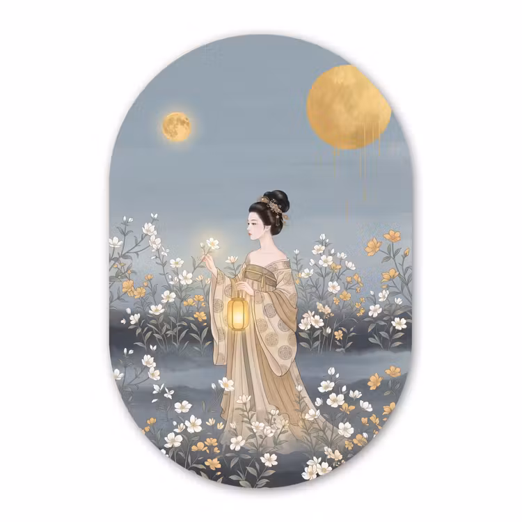 Muurovaal - Kunststof - Aziatisch - Vrouw - Kimono — 3